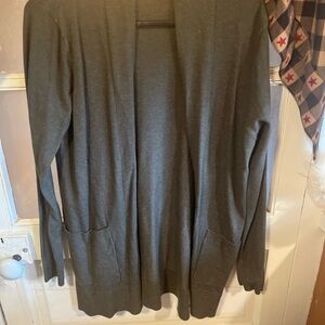 Pink Clover Open-Front Cardigan in Charcoal Gray